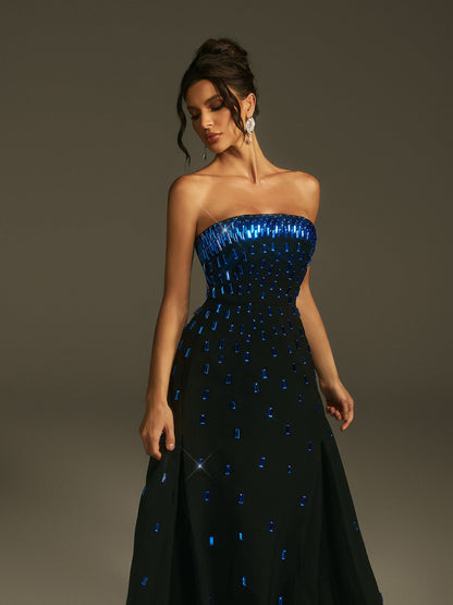 Abito Maxi Senza Spalline Leimomi con Cristalli