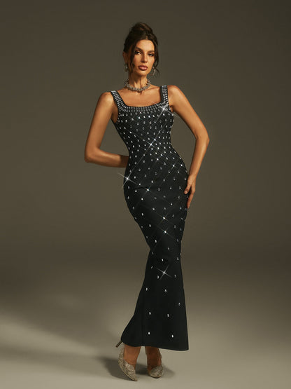 Abito Maxi Senza Maniche Levina con Cristalli