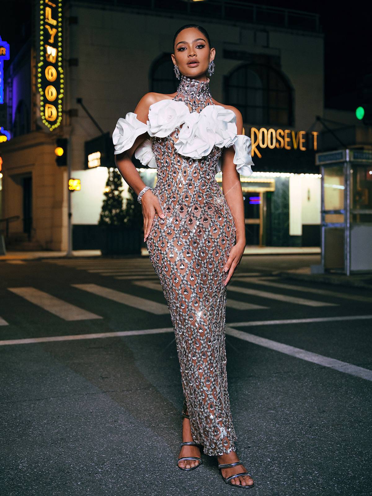 Abito Maxi Liora Flower Sequin Crystal