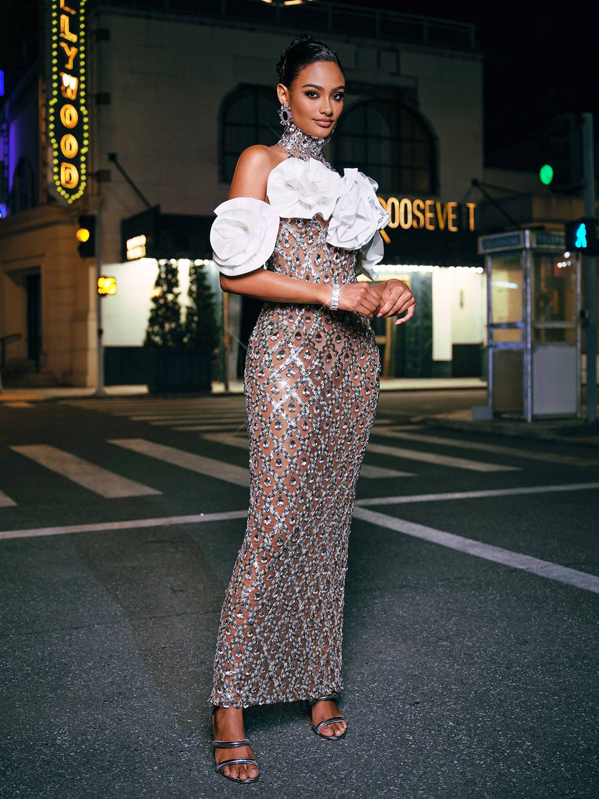 Abito Maxi Liora Flower Sequin Crystal