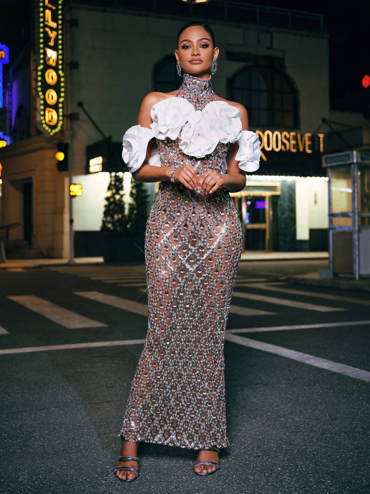 Abito Maxi Liora Flower Sequin Crystal