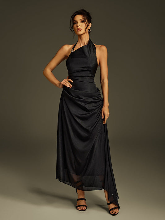 Abito Maxi Arricciato con Scollo All'Americana Llinos