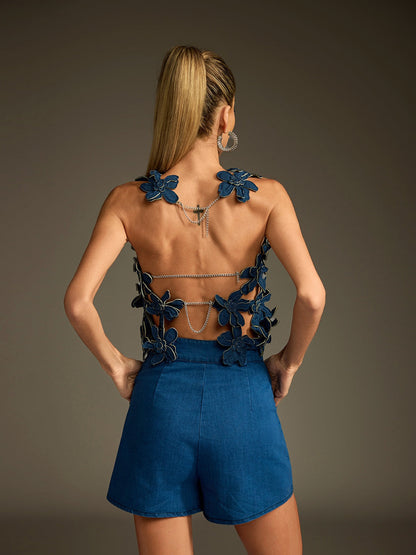 Top in Denim con Fiore Lubna