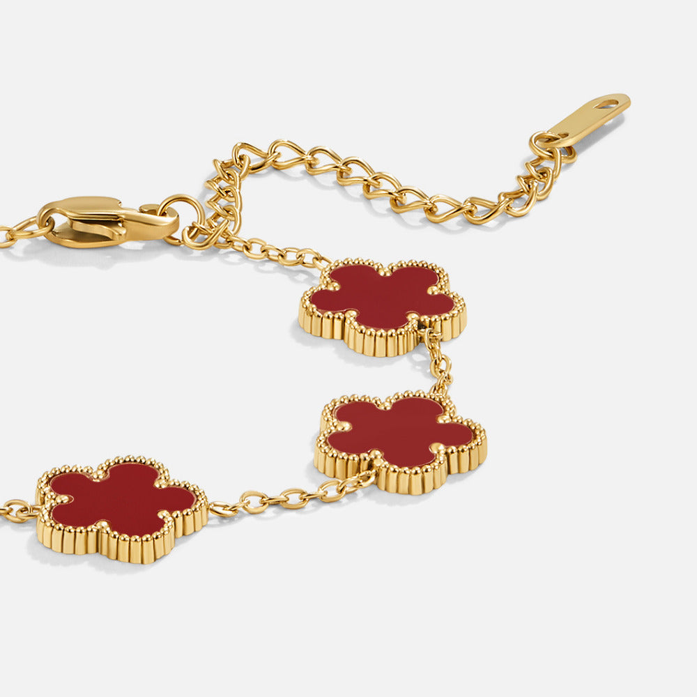 Bracciale con Foglia di Trifoglio Rosso Fortunato