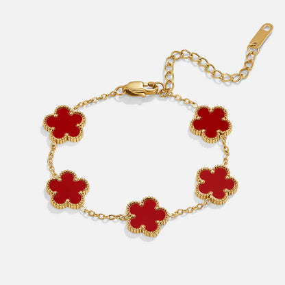 Bracciale con Foglia di Trifoglio Rosso Fortunato