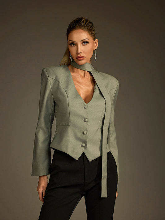 Blazer con Scarf a V Lucrece
