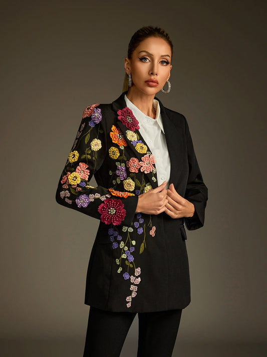 Blazer Ricamato con Fiori Ludmila