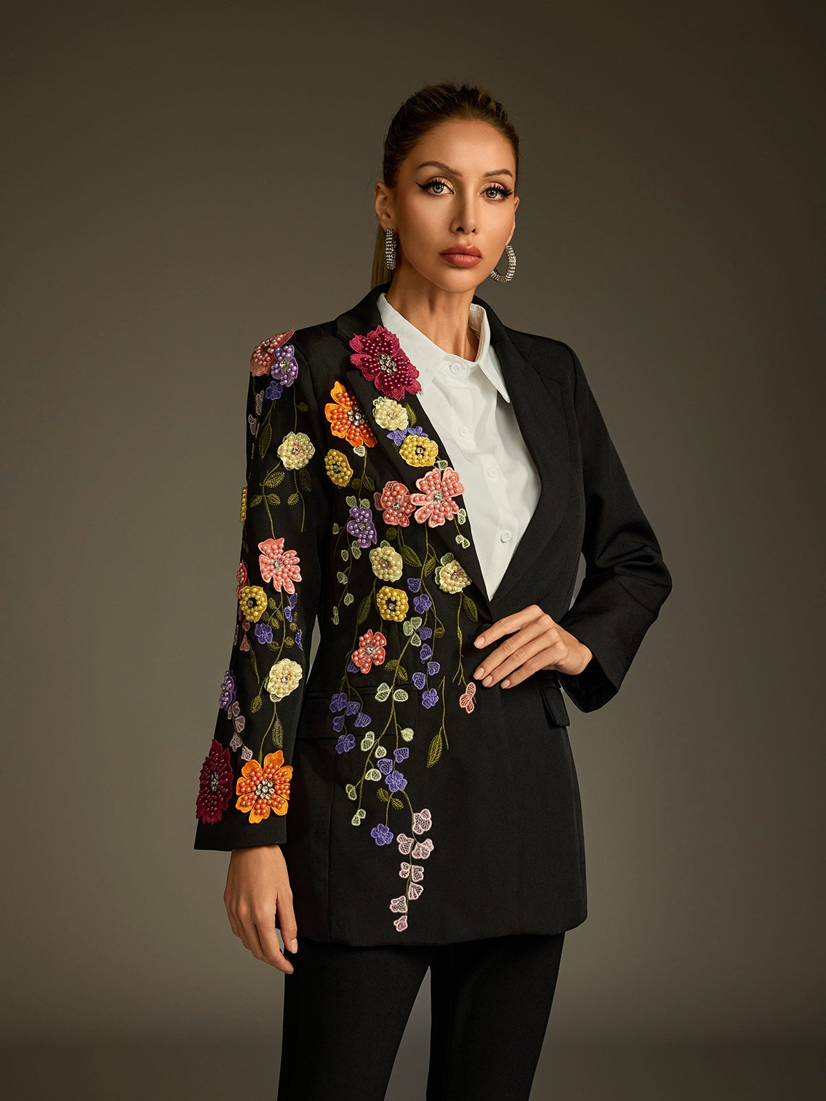 Blazer Ricamato con Fiori Ludmila