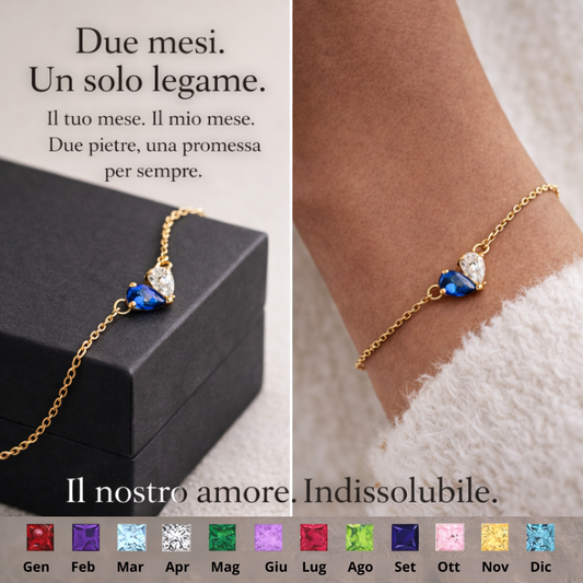 BRACCIALE CUORE PERSONALIZZATO - PIETRE DEI MESI SPECIALI