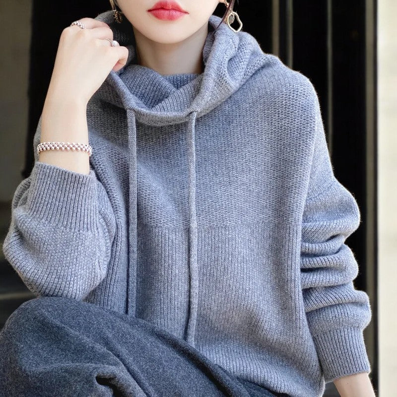 Felpa con Cappuccio in Lana Merino di Alta Qualità