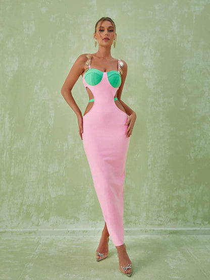 Abito Maxi Cutout Embellished Margaux In Rosa