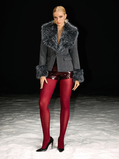 Blazer Masuyo in Pelliccia Sintetica a Maniche Lunghe