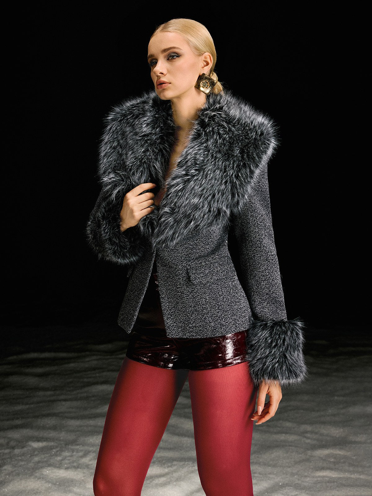 Blazer Masuyo in Pelliccia Sintetica a Maniche Lunghe