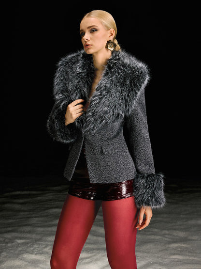 Blazer Masuyo in Pelliccia Sintetica a Maniche Lunghe