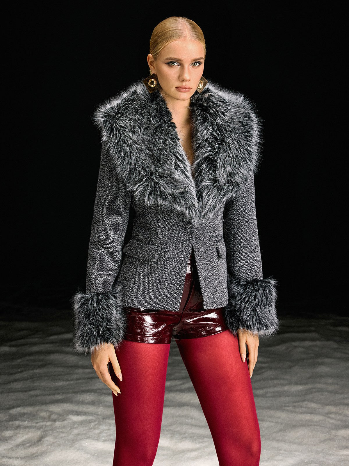 Blazer Masuyo in Pelliccia Sintetica a Maniche Lunghe