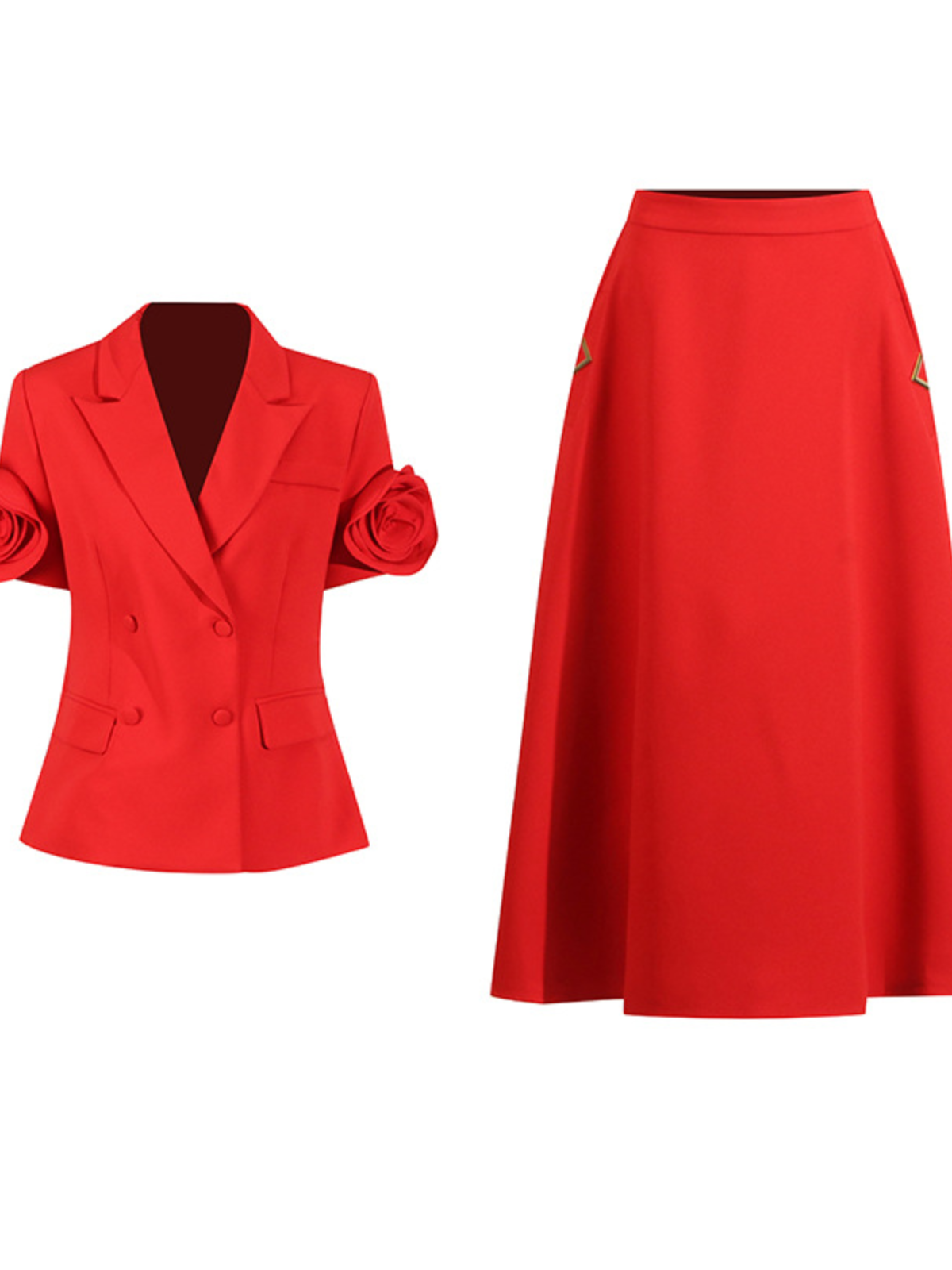 Set Blazer a Fiori Naniel con Maniche Corte e Bottoni