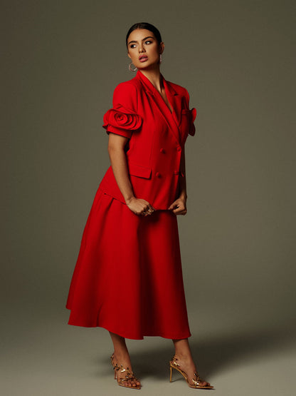 Set Blazer a Fiori Naniel con Maniche Corte e Bottoni