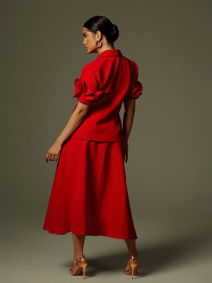 Set Blazer a Fiori Naniel con Maniche Corte e Bottoni