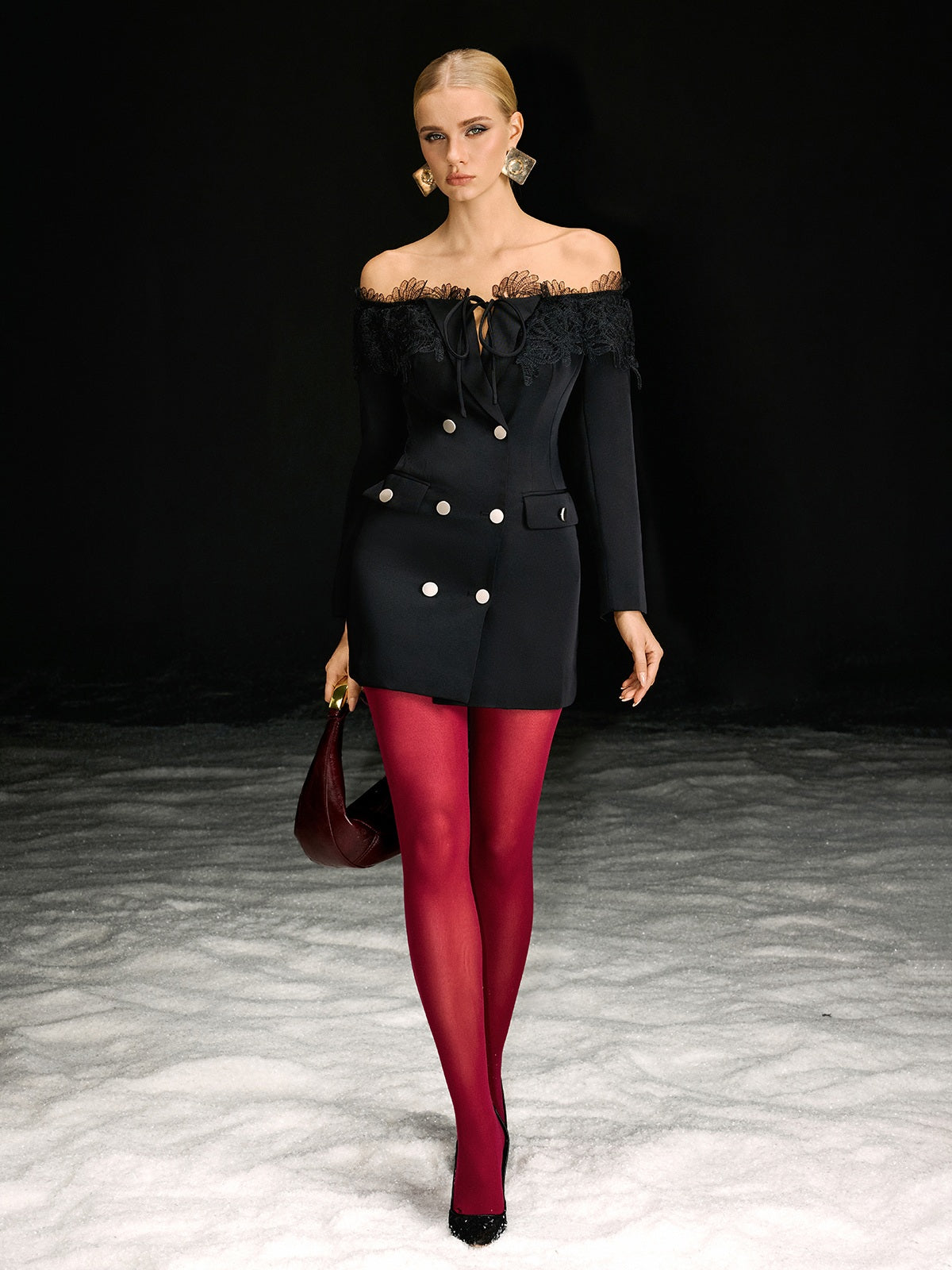 Abito Mini Blazer in Pizzo Off Shoulder Natara