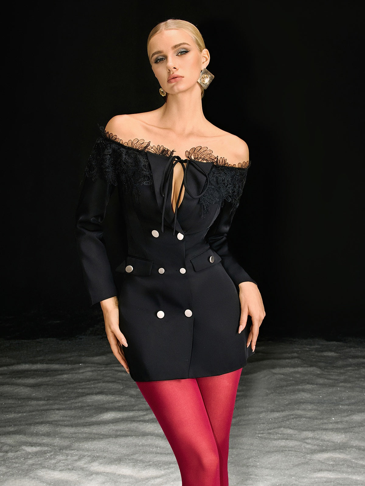 Abito Mini Blazer in Pizzo Off Shoulder Natara