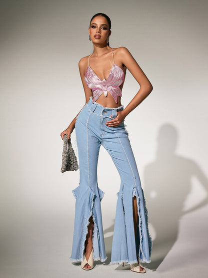 Top Olthion con Farfalla e Strass