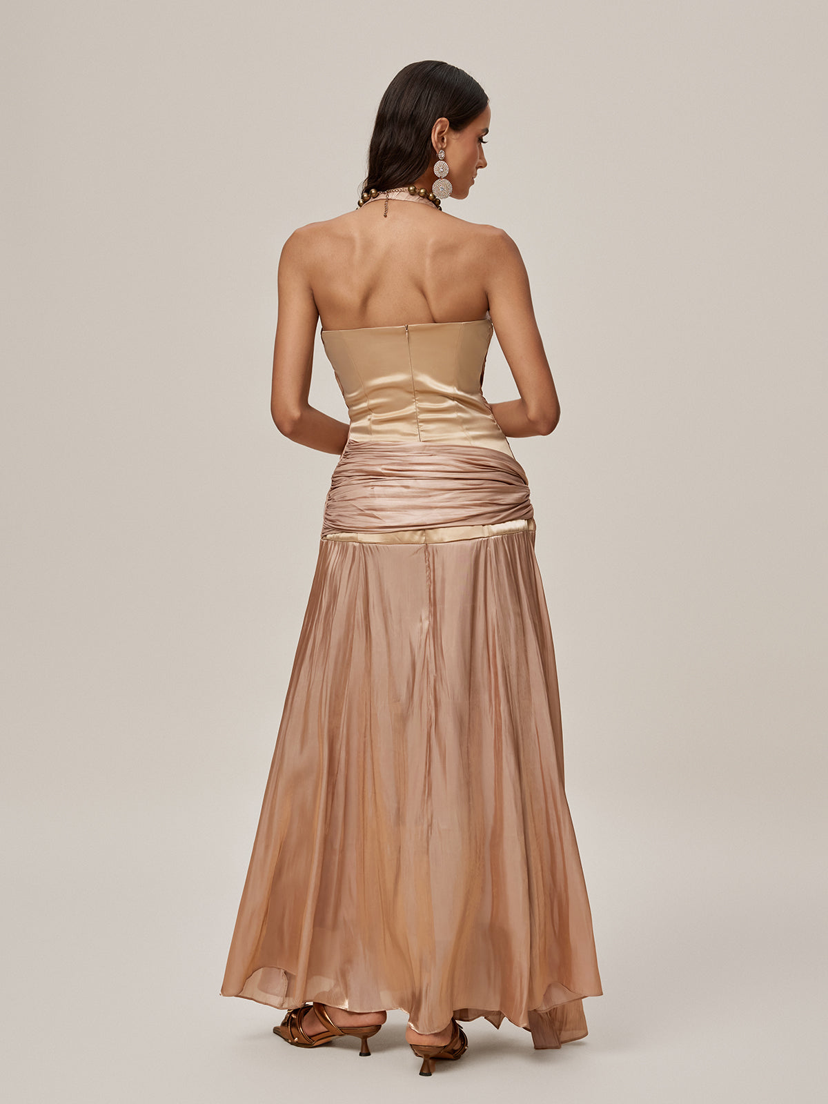 Abito Maxi Drappeggiato con Halterneck Ophrah