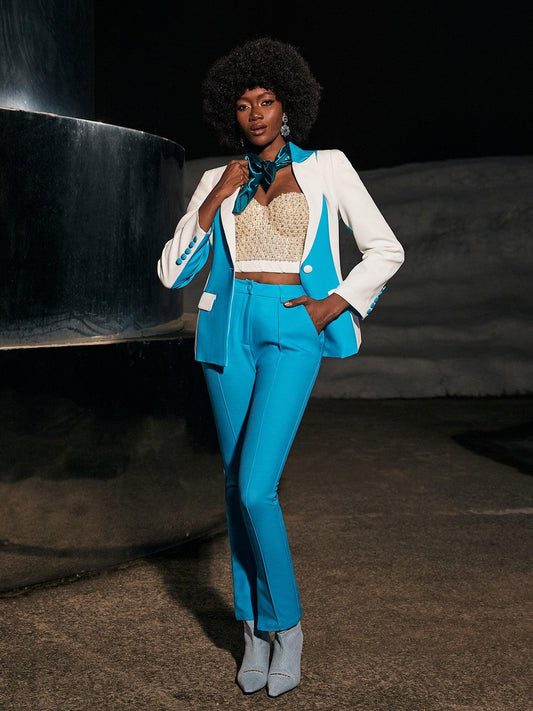 Completo Blazer a Maniche Lunghe Rita in Blu