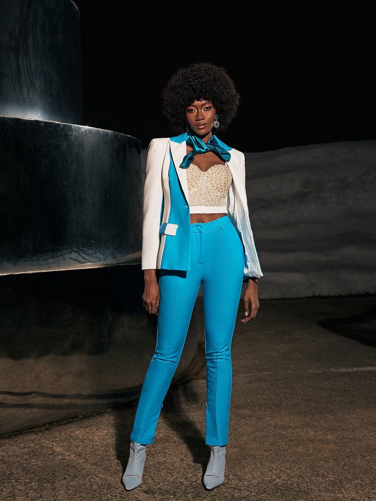 Completo Blazer a Maniche Lunghe Rita in Blu