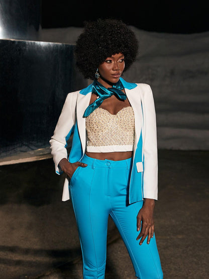 Completo Blazer a Maniche Lunghe Rita in Blu