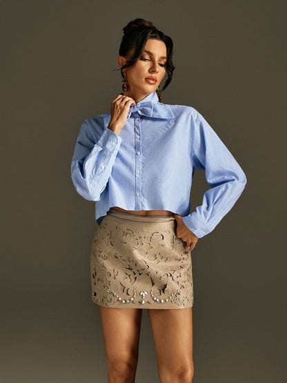 Camicia a righe con fiocco Roetta