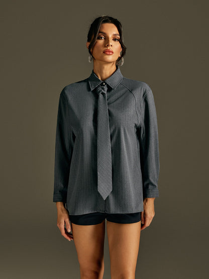 Camicia con Collo e Cravatta Rohit