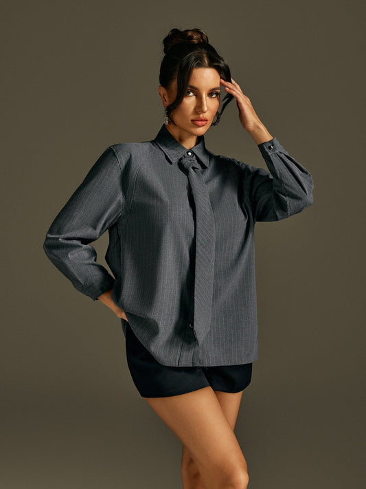 Camicia con Collo e Cravatta Rohit