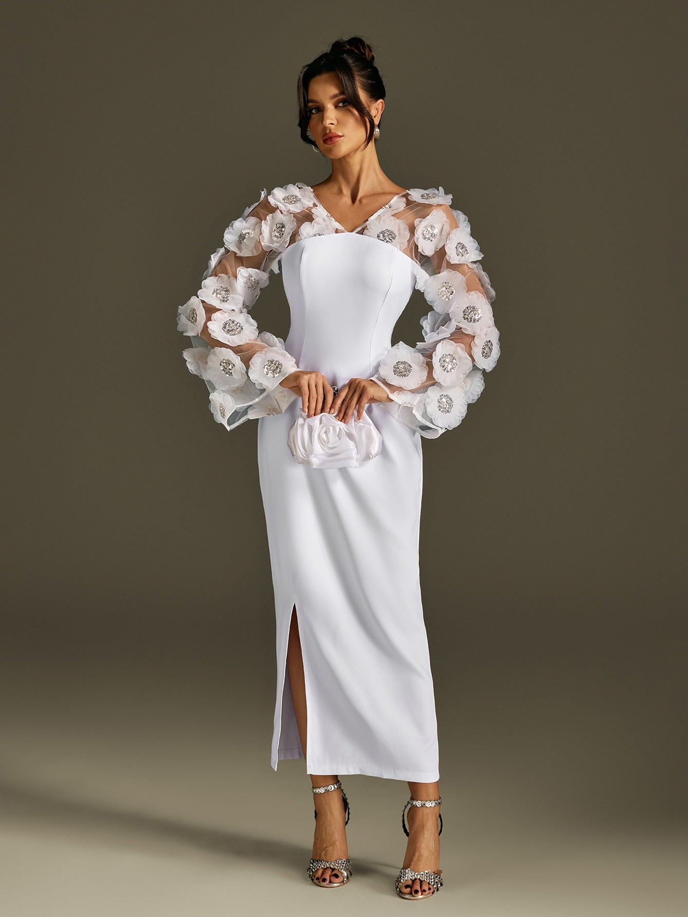 Abito Maxi Rosaire con Paillettes a Fiore