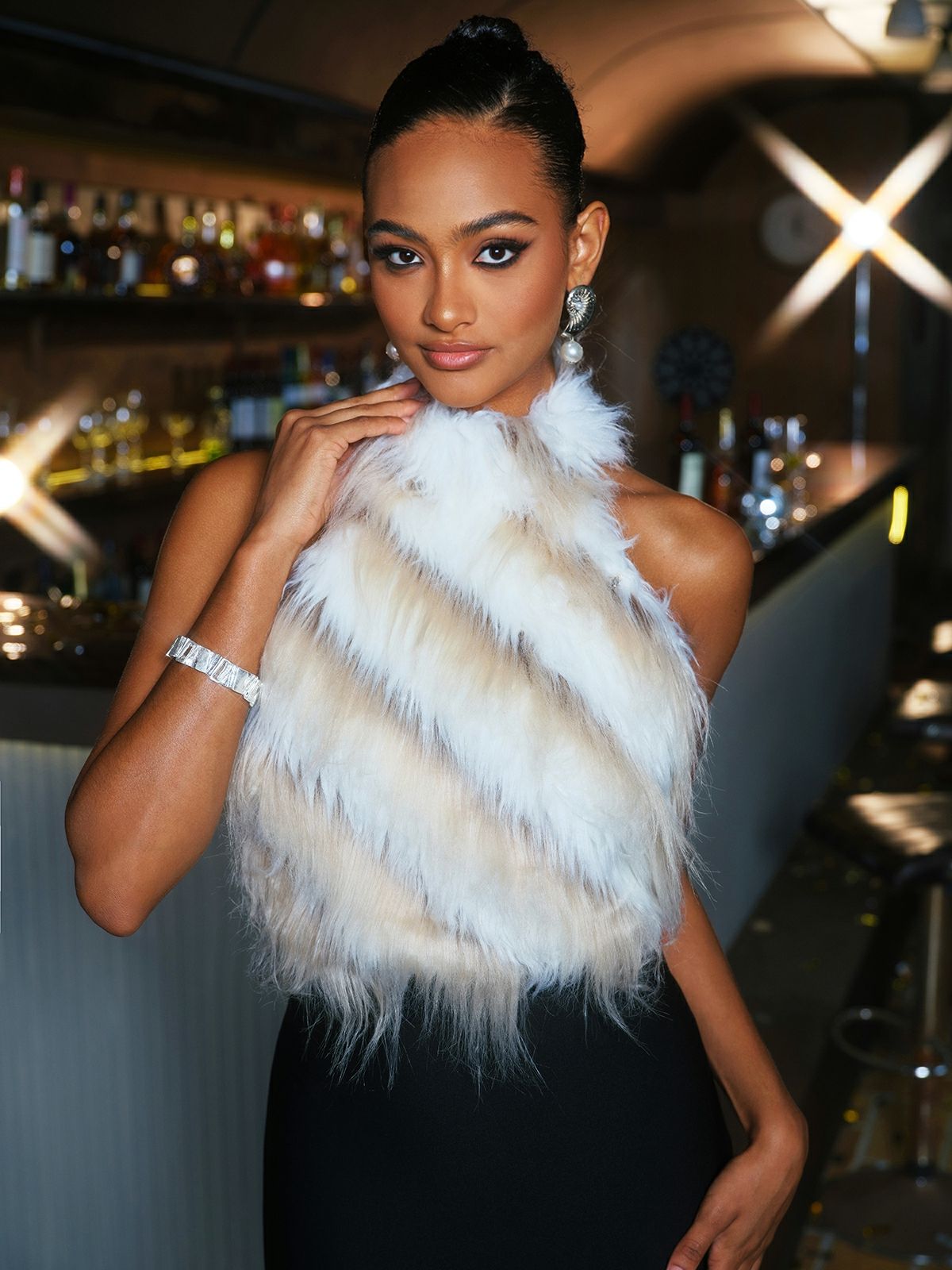 Top Thara Senza Schiena in Pelliccia Sintetica