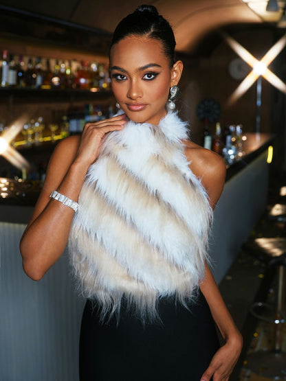 Top Thara Senza Schiena in Pelliccia Sintetica