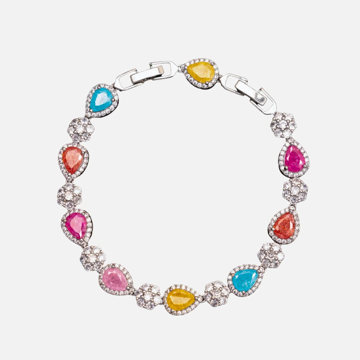 BRACCIALE A Goccia FIORI D'ARCOBALENO - ARGENTO