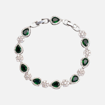 BRACCIALE DI FIORI VERDI - ARGENTO