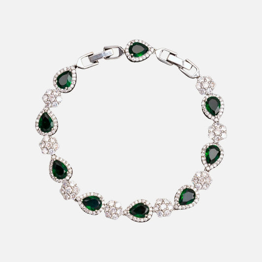 BRACCIALE DI FIORI VERDI - ARGENTO