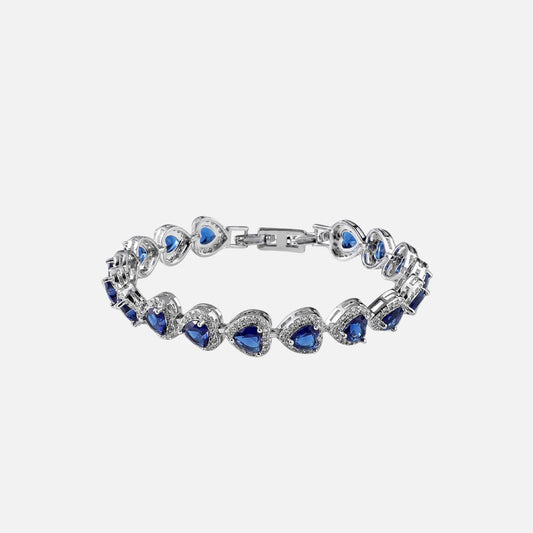 BRACCIALE IN CRISTALLO A CUORE BLU - ARGENTO
