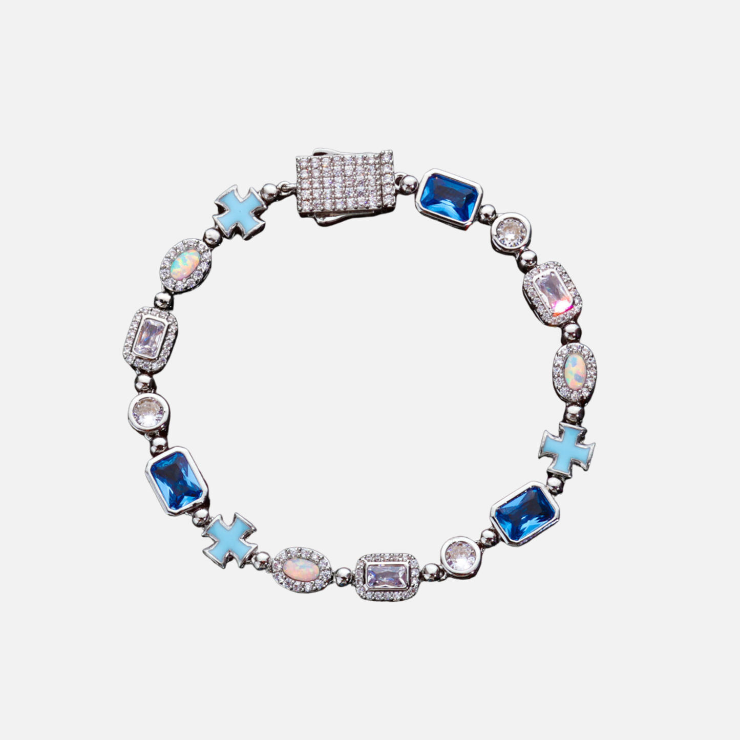 BRACCIALE CROCE & OPALI - ARGENTO