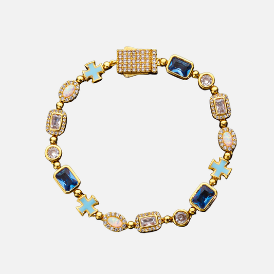 BRACCIALE CROCE & OPALINA - ORO