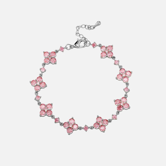 BRACCIALE CON QUADRIFOGLIO ROSA - ARGENTO