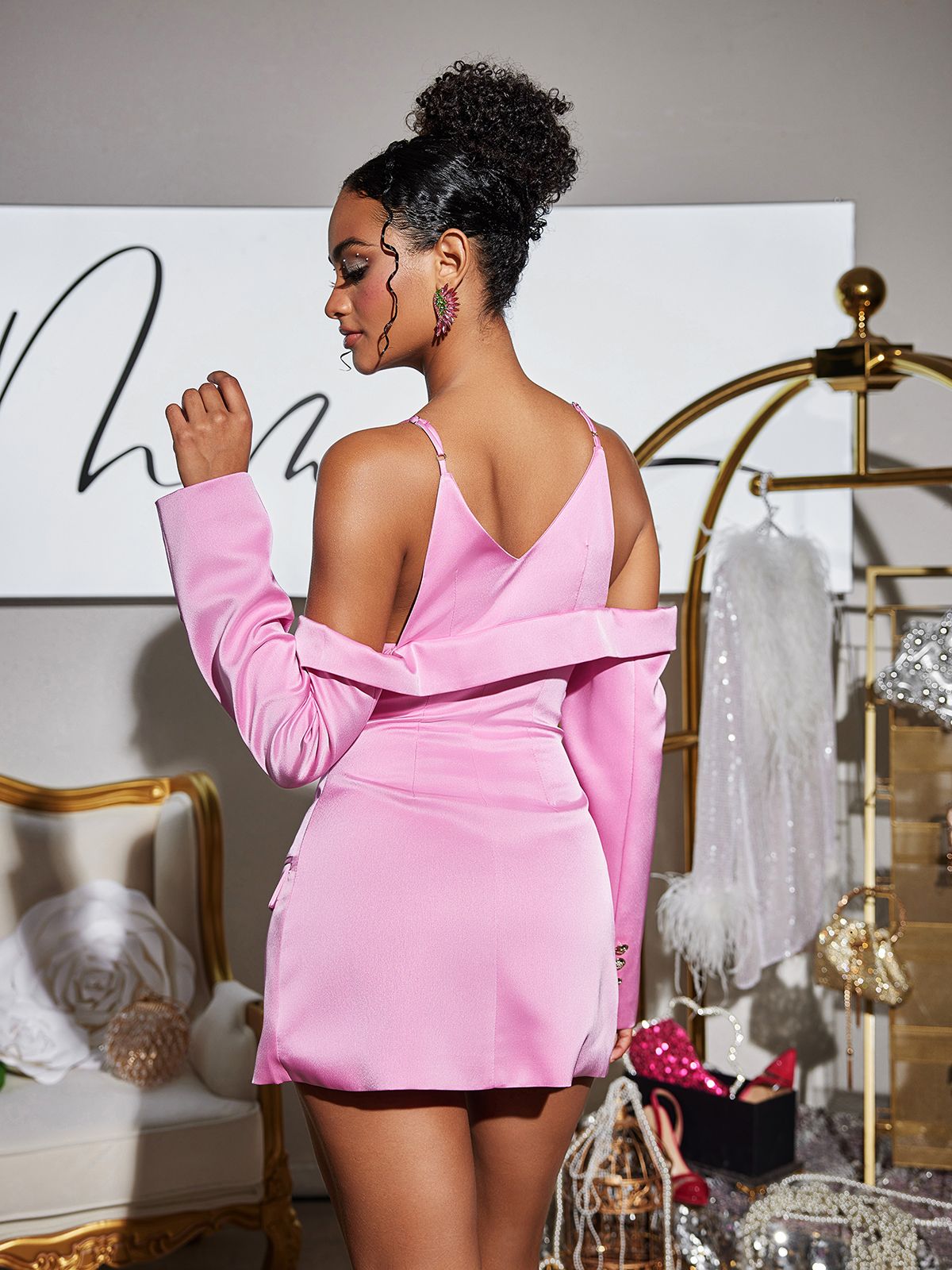 Blazer in Satin Drappeggiato Vila