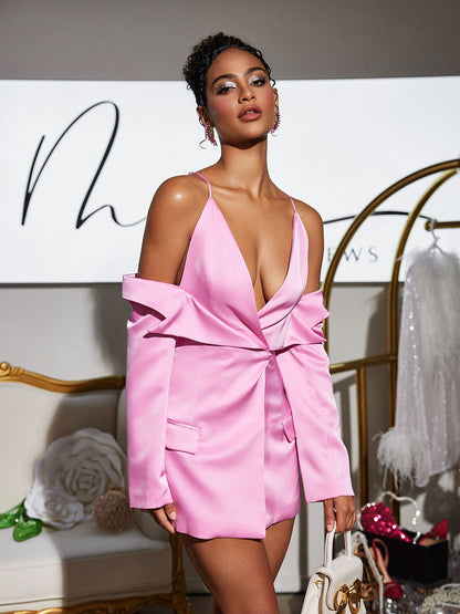 Blazer in Satin Drappeggiato Vila