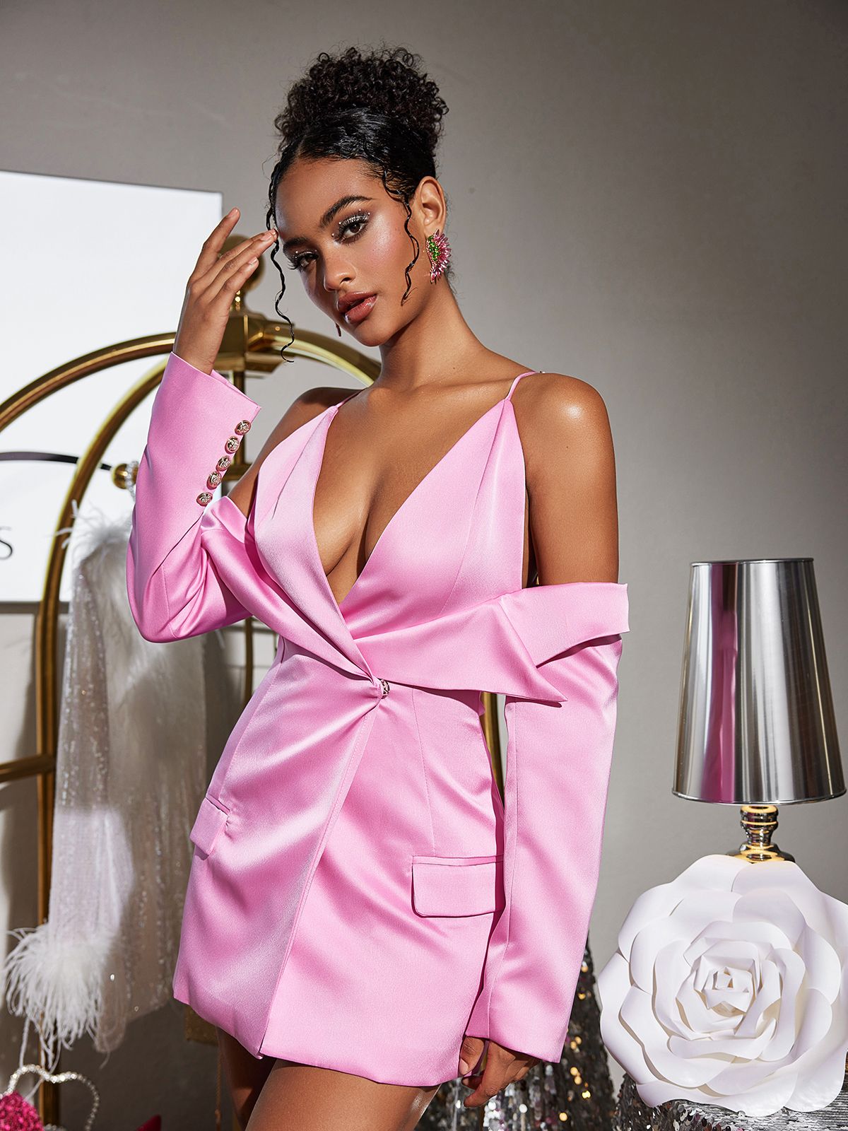 Blazer in Satin Drappeggiato Vila