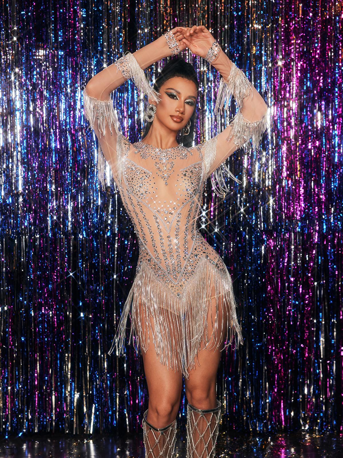 Body con Frange di Cristallo Zene