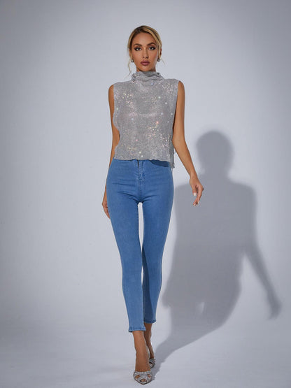 Top in Maglia a Catena Marilyn Split Chain in Argento