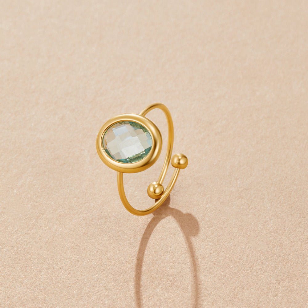 Anello in Oro con Cristallo Acquamarina