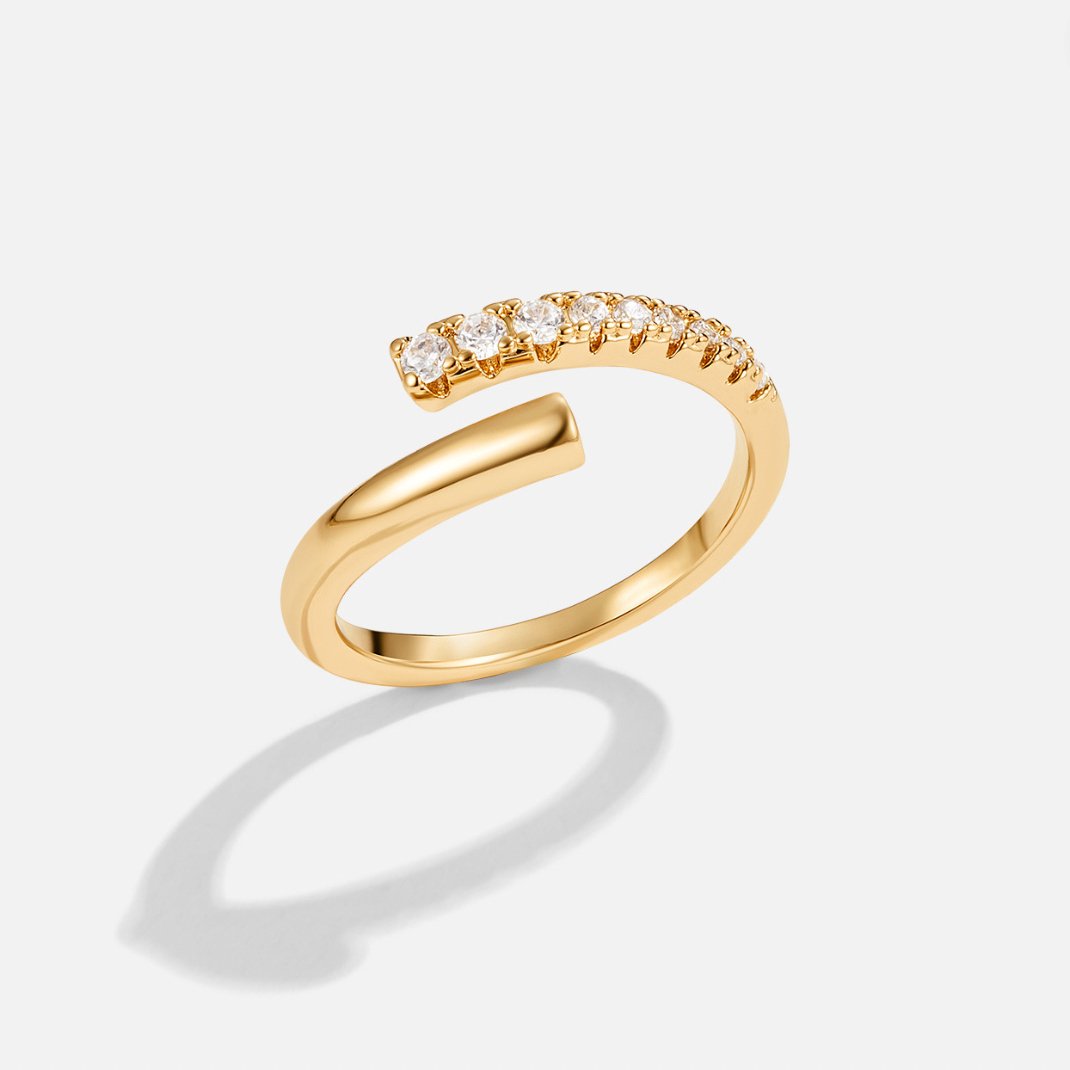 Anello Avvolgente in Oro e Cristallo Arya