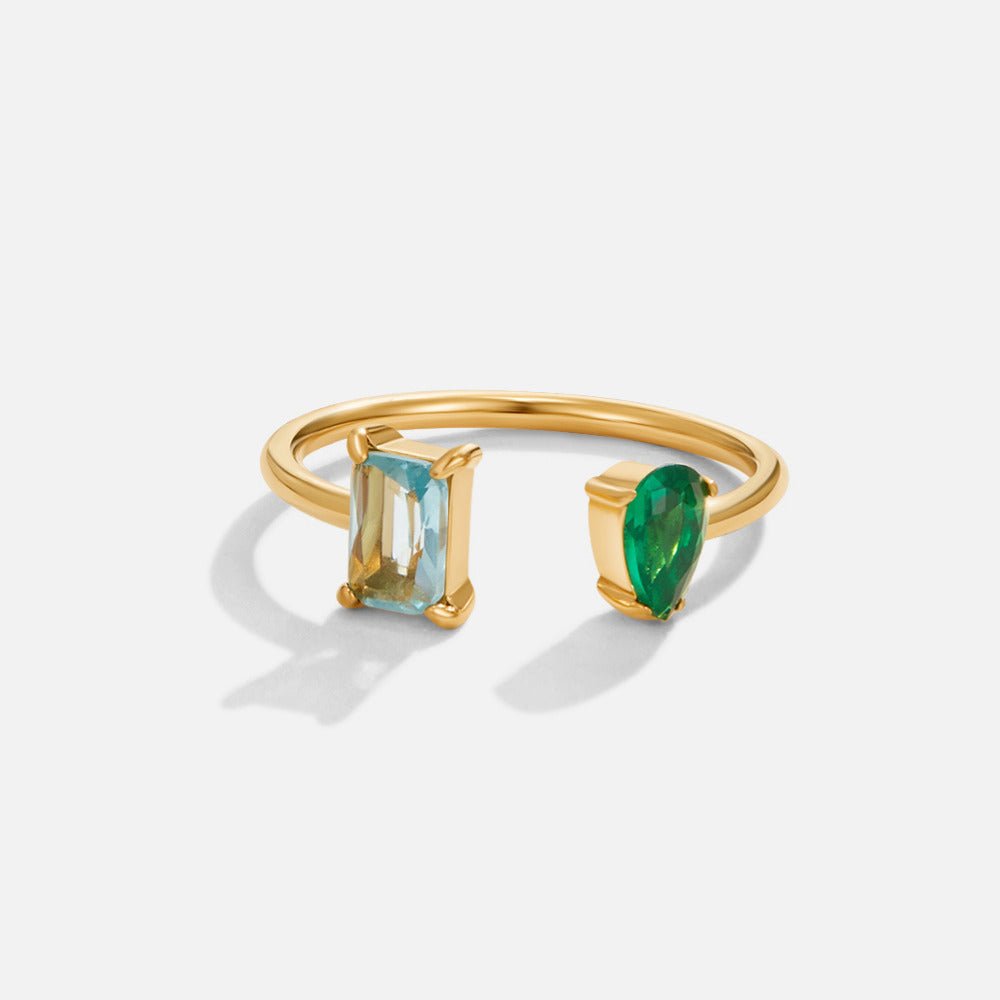 Anello in Cristallo Verde Acqua Aurora